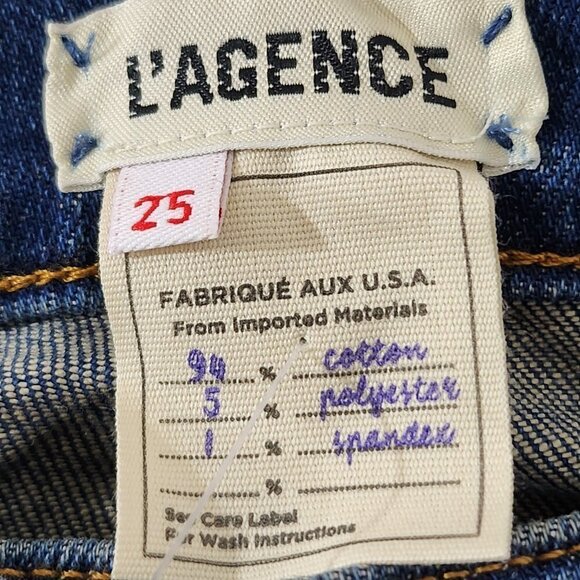 2/$50 L'Agence Blue Distressed Jeans Size 25 - Picture 3 of 5